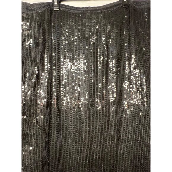 Black Fully Sequin Pencil Skirt 1X Elegant Partywear Midi Silk Loose Elastic - Picture 9 of 16